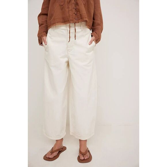 Free People We The Free Laydown Chino Pants High Waisted Cotton XS-2 NEW 280874 - Picture 1 of 9